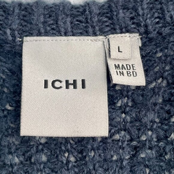 ICHI Scandi Blue Oversized Slouchy Boxy Chunky IHODANSA Cardigan Sweater Size L - Picture 4 of 14